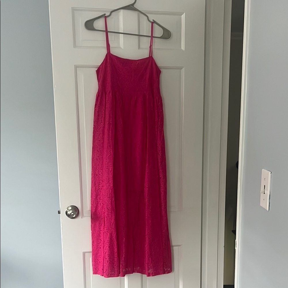 Pink Lily Laced In Love Pink Midi Dress